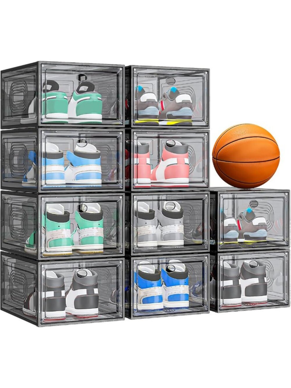 Stackable Shoe Organizer - 10 Pack Storage Solution for Closet & Entryway